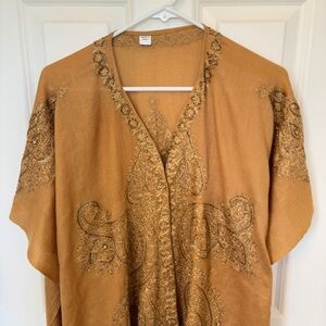 Resplendent embroidered cashmere pashmina wrap, NWOT